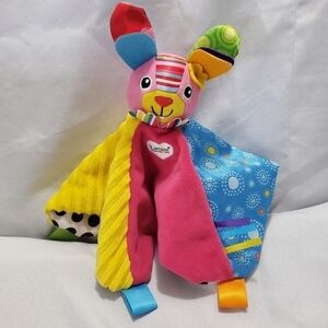 Lamaze Rainbow Bunny Rabbit Lovey Mini Security Blanket Satin Ribbed Chime